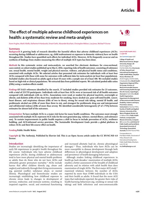 The effect of multiple adverse childhood experiences on .
